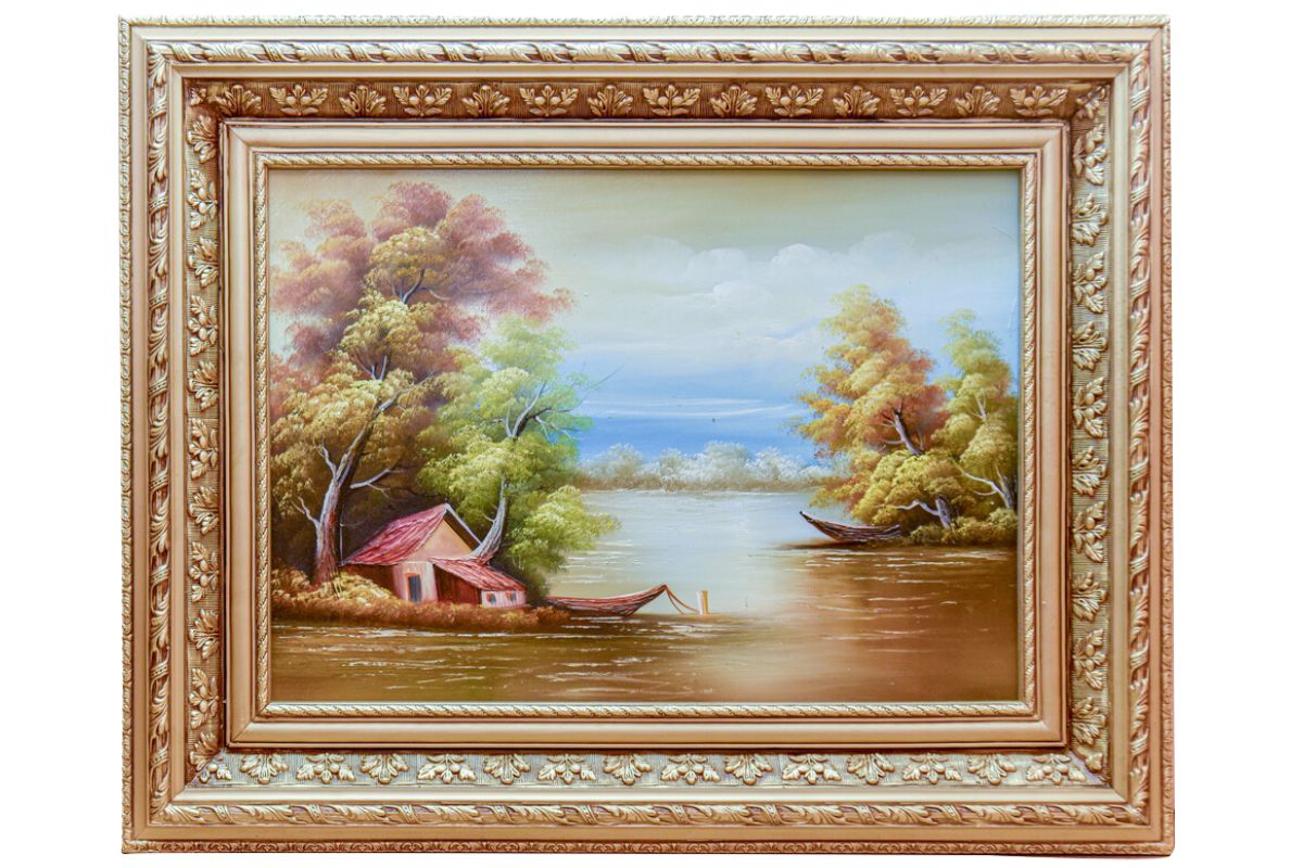 BEAUTIFUL HAND outlets PAINTED OIL PAINTING WITH FRAME