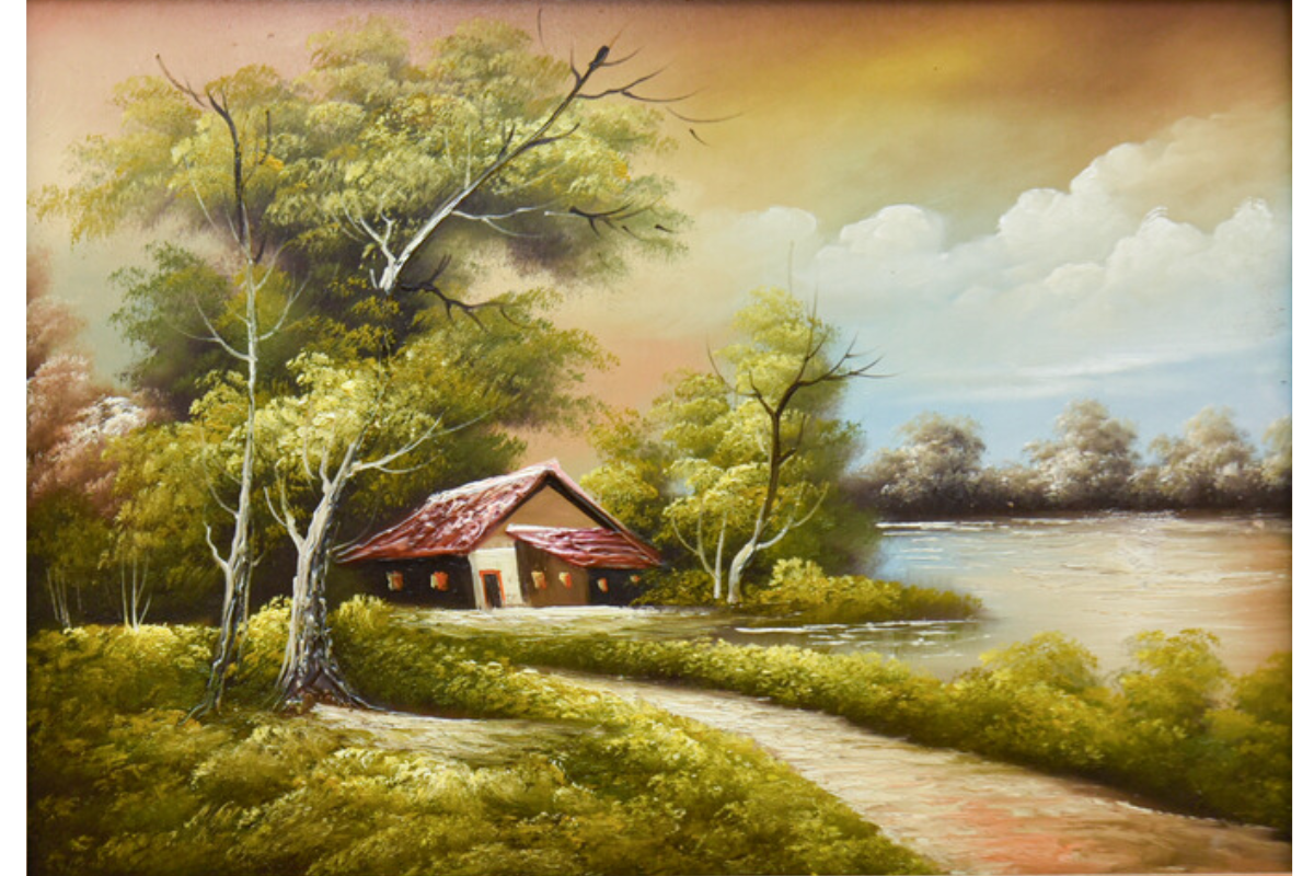 Upgrade your space with this elegant hand-painted wall art from Handmade EGY. Featuring a peaceful riverside cottage in a luxurious gold frame, crafted on durable wood for lasting beauty. Ready to hang, with free UK delivery and global shipping available. Odrer online to enhance your wall decor! Handmade EGY, Wembley.