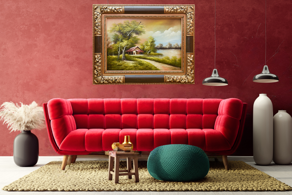 Upgrade your space with this elegant hand-painted wall art from Handmade EGY. Featuring a peaceful riverside cottage in a luxurious gold frame, crafted on durable wood for lasting beauty. Ready to hang, with free UK delivery and global shipping available. Odrer online to enhance your wall decor! Handmade EGY, Wembley.