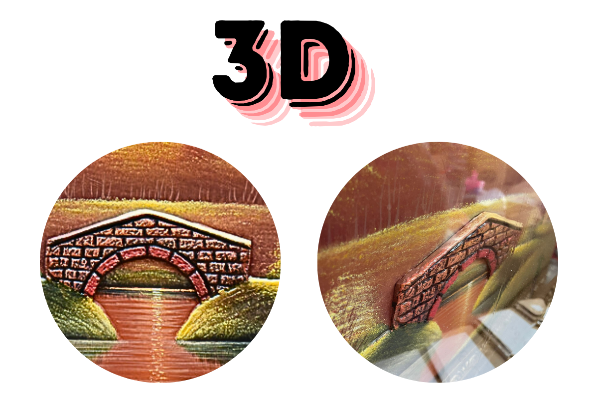 Transform your space with this stunning hand-painted wall art from Handmade EGY. Featuring a serene riverside scene with a 3D bridge, framed in an elegant gold frame and wood finish. Crafted on wood for lasting durability. Ready framed with free UK delivery and worldwide shipping. Shop now to elevate your wall decor!