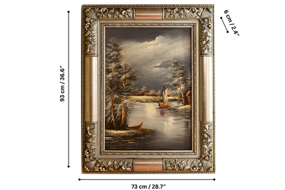 Discover this stunning hand-painted oil painting from Handmade EGY, featuring a dramatic waterscape with sailboats in a luxurious silver frame. Painted on durable wood for longevity and detailed with realism. Ready to hang, with free UK delivery and worldwide shipping. Order now to elevate your decor!