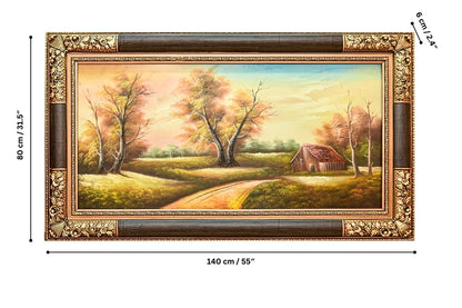 Pastoral Autumn Landscape, Ornate Framed Original Oil Painting, V-1301