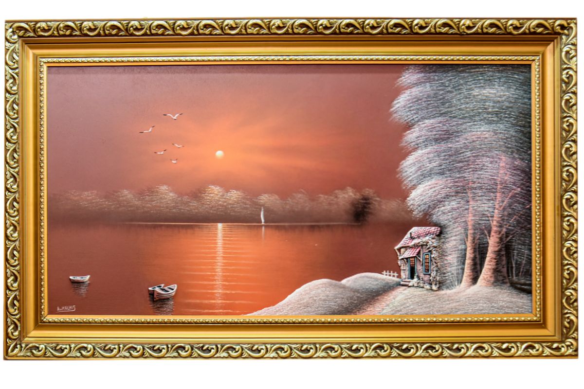 Enhance your home with this stunning hand-painted wall art from Handmade EGY. Featuring a serene lakeside sunset with 3D elements, framed in a luxurious gold frame and crafted on wood for long-lasting durability. Ready to hang, with free UK delivery and international shipping. Shop now for your home or a Perfect Gift.