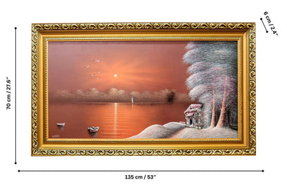 Enhance your home with this stunning hand-painted wall art from Handmade EGY. Featuring a serene lakeside sunset with 3D elements, framed in a luxurious gold frame and crafted on wood for long-lasting durability. Ready to hang, with free UK delivery and international shipping. Shop now for your home or a Perfect Gift.