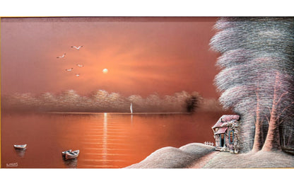 Enhance your home with this stunning hand-painted wall art from Handmade EGY. Featuring a serene lakeside sunset with 3D elements, framed in a luxurious gold frame and crafted on wood for long-lasting durability. Ready to hang, with free UK delivery and international shipping. Shop now for your home or a Perfect Gift.