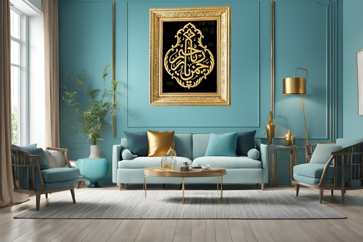 Add elegance to your home with this hand-embroidered Ya Rahman Ya Raheem calligraphy in silk thread, set against a black velvet background and framed in a luxurious gold frame. Handcrafted in Egypt, this fabulous artwork is ready to hang and perfect for Islamic home décor or gifting! Order at Handmade EGY Wembley, UK